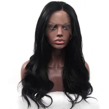 BESTUNG Мода натуральный черный длинные вьющиеся синтетические волосы на кружеве парик мягкий волокно Glueless синтетические волосы Замена