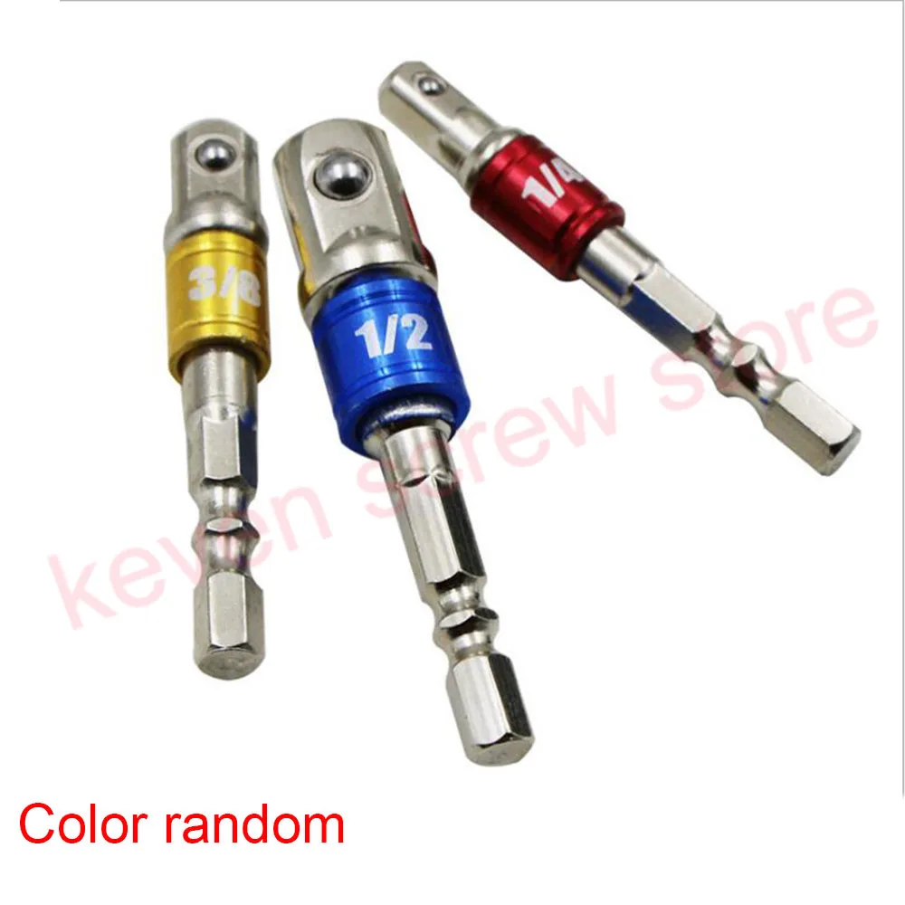

3pcs Hex Drill Power Bit Socket Drive Adapter extension Set 1/4" 3/8" 1/2" Socket Bit Adapter Hex Shank With Fixed Collar Rings