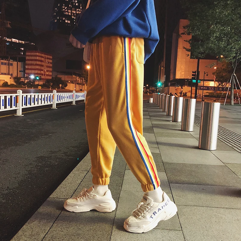 Fashion Casual Men's Overalls Autumn And Winter New M-2XL Stitching Loose Beam Pants Three-color Personality Youth Popular