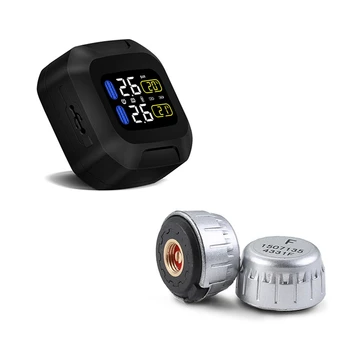 

Newest Wireless Motorcycle TPMS Tire Pressure Monitoring System Motor Tyre Aotu Alarm 2 External Sensor Moto Tools