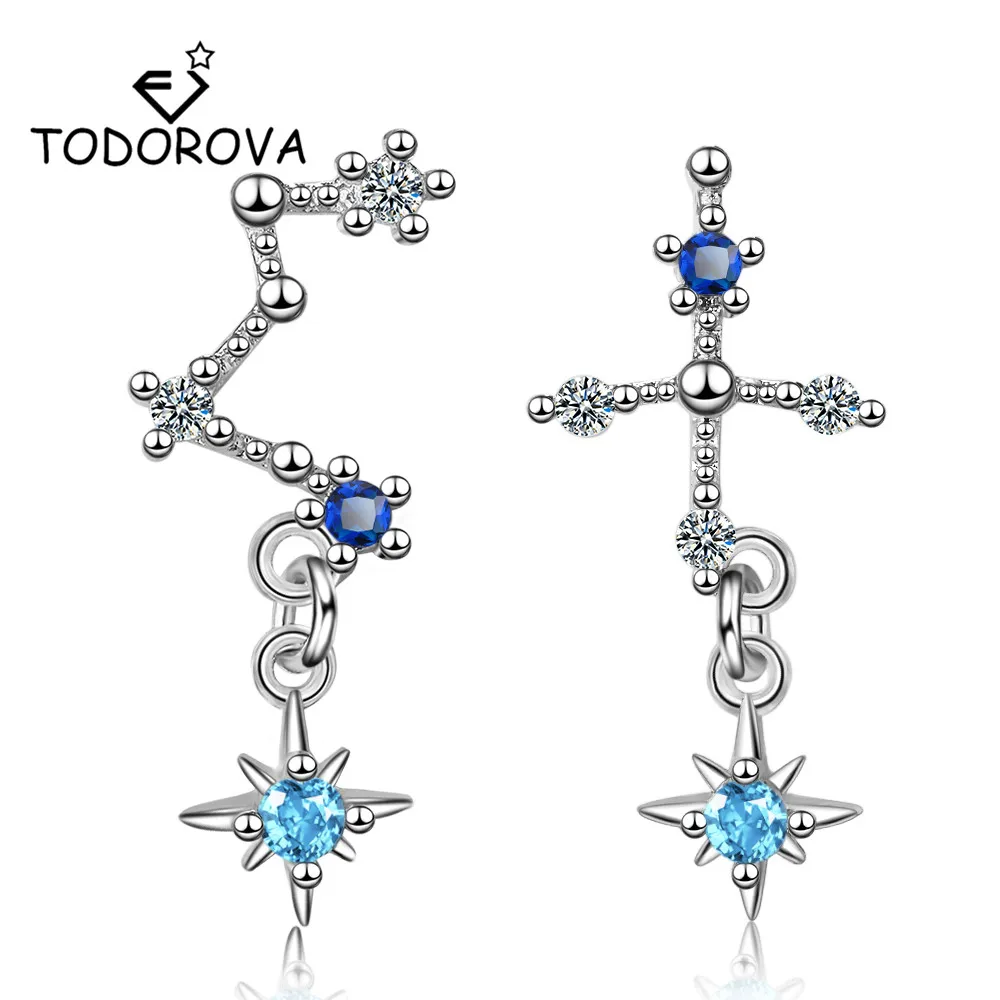 

Todorova Zodiac Constellation Jewelry Sparkly Zircon Asymmetrical Star Stud Earrings Big Dipper Earrings