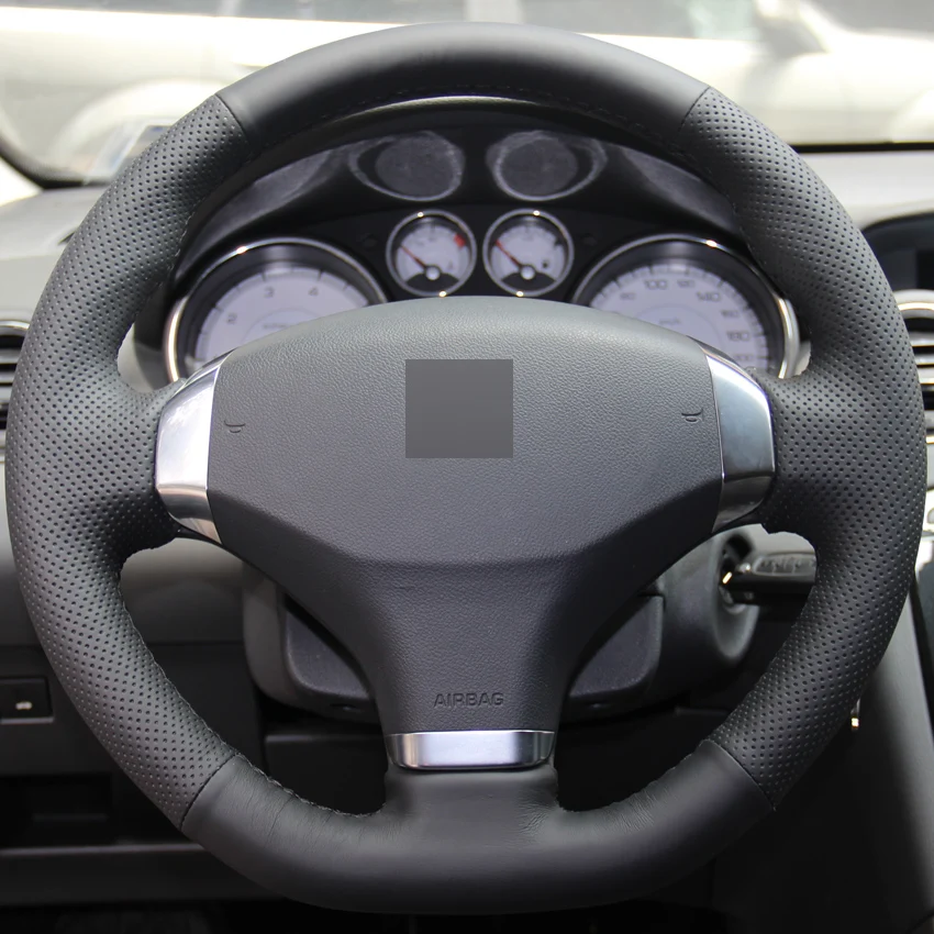 Черный PU искусственная кожа DIY ручной сшитый чехол рулевого колеса автомобиля для 2013 peugeot 408