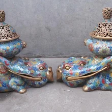 Xd 001663 Китайский Regius дворец чистые бронзовые Перегородчатые слон Foo собака Львиная голова курильница