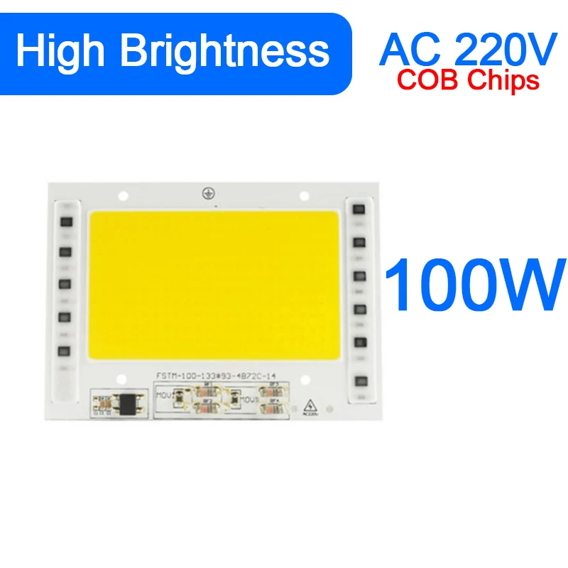 Зеленый глаз AC 220 В 5 Вт~ 100 Вт интегрированный COB светодиодный чип 50 Вт 30 Вт 20 Вт 10 Вт смарт IC драйвер люменов для DIY прожектор - Испускаемый цвет: COB 100W