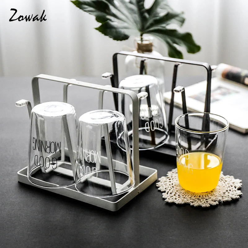 

Mug Rack Glass Cup Stand Storage Coffee Tea Cup Organizer Hanger Holder 6 Hooks Wine Bottle Drying Jar Shelf Hanging Display