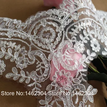

24cm wide African Guipure Net Sequins Lace Off White Lace