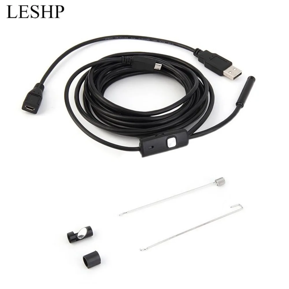 Водонепроницаемый 480P HD 7mmEndoscope объектив жесткий кабель Mini USB камера для осмотра змеиная трубка с 6 светодиодный фонарь бороскоп для телефона PC