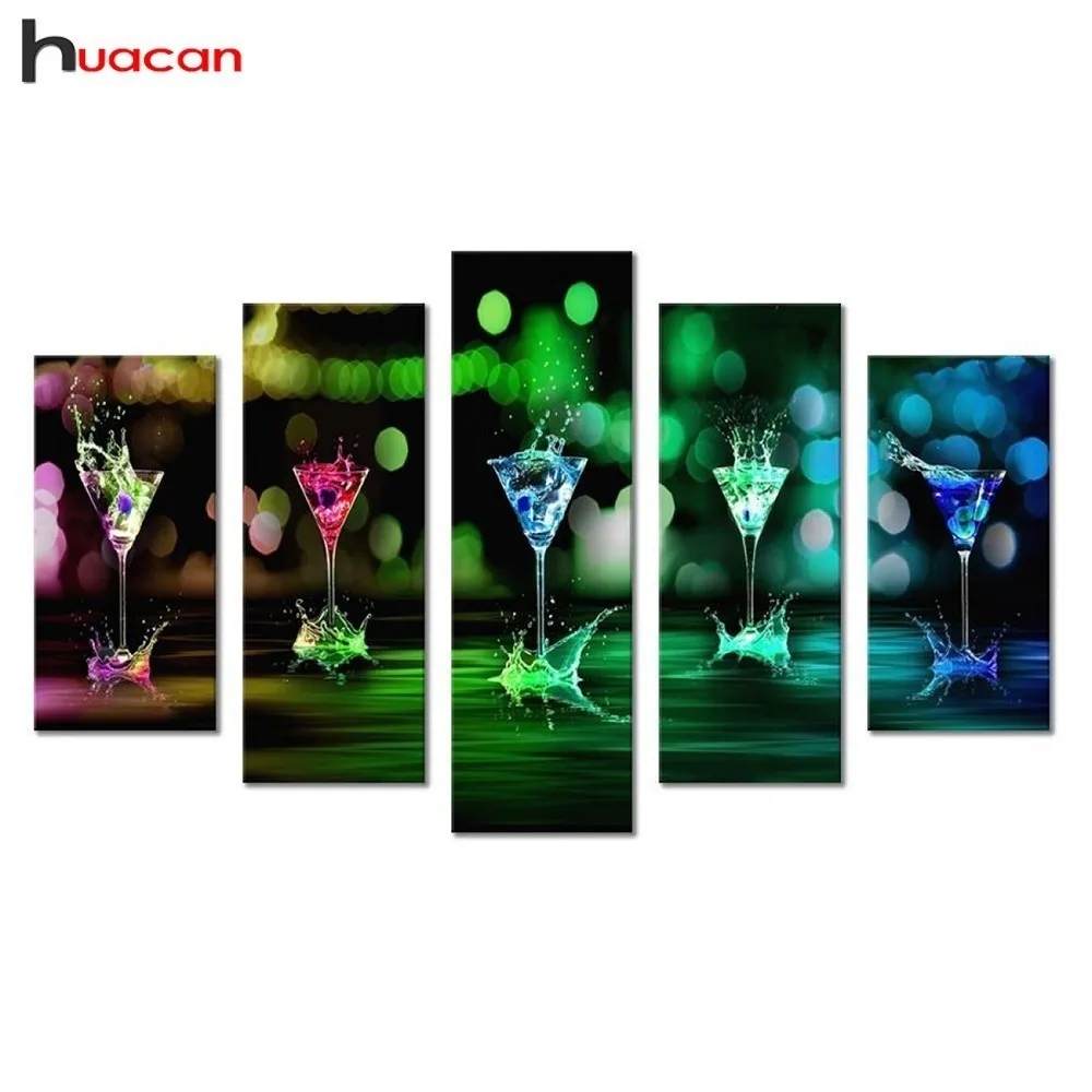 

HUACAN Diamond Embroidery Color Cocktail Multi-picture Combination Full Square Diamond Painting Landscape Decor Home