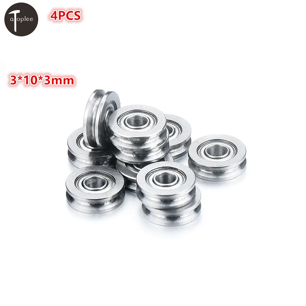 

Low Noise 4PCS Mini U603 U-Type Bearing 3*10*3mm u Groove Sliding Roller Wheel 7.2mm Groove Bearing Track Guide Wheel Pulley