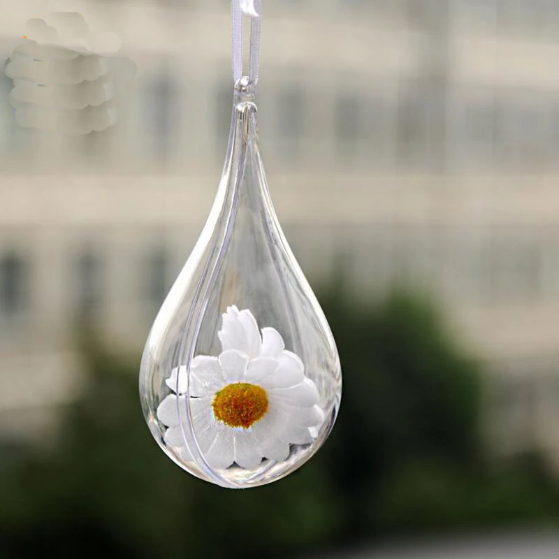 

10pcs High Transparent Plastic Hollow Water Drop Box Christmas Tree Pendant Ornaments Birthday Baby Shower Gift Box