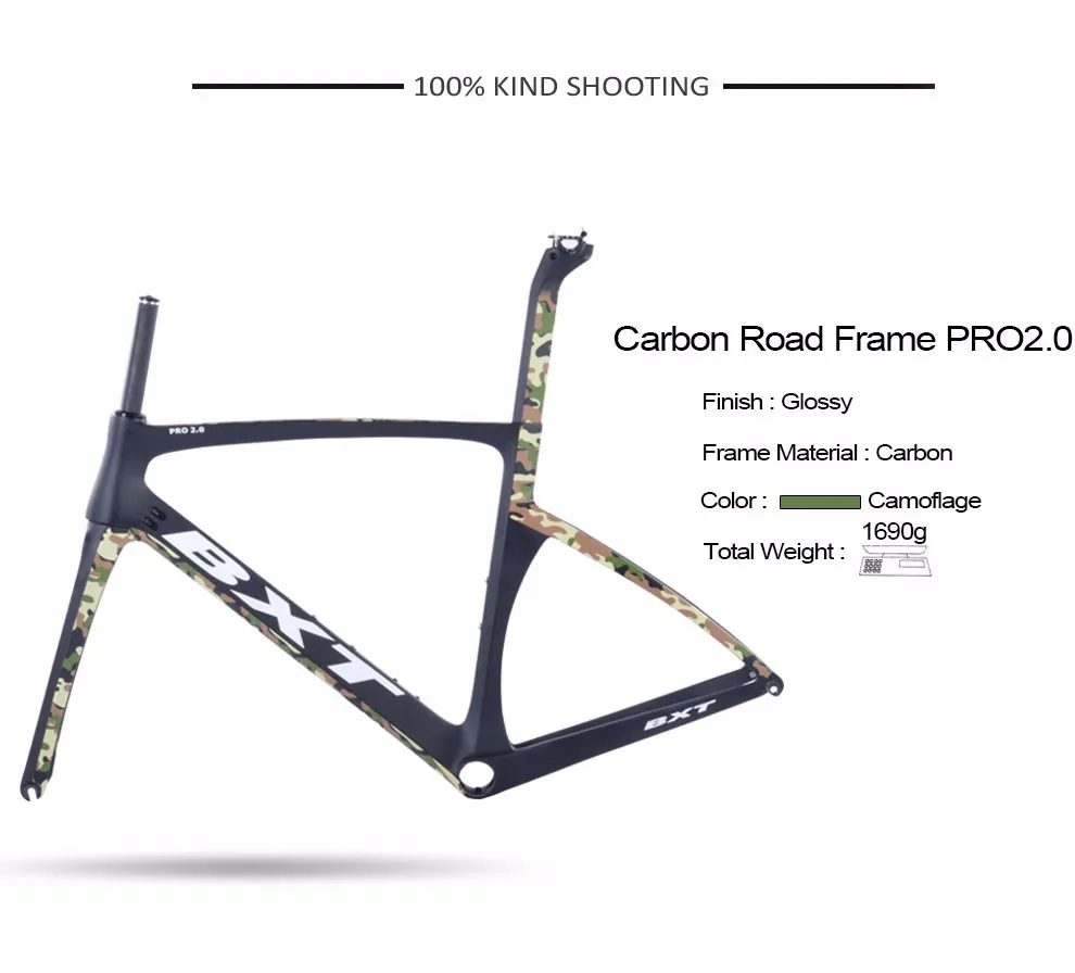Excellent BXT 2018 Full Carbon bicycle frame matte/glossy 5 color super light DI2 Frame+Fork+headset X brakes road carbon bike frame parts 5