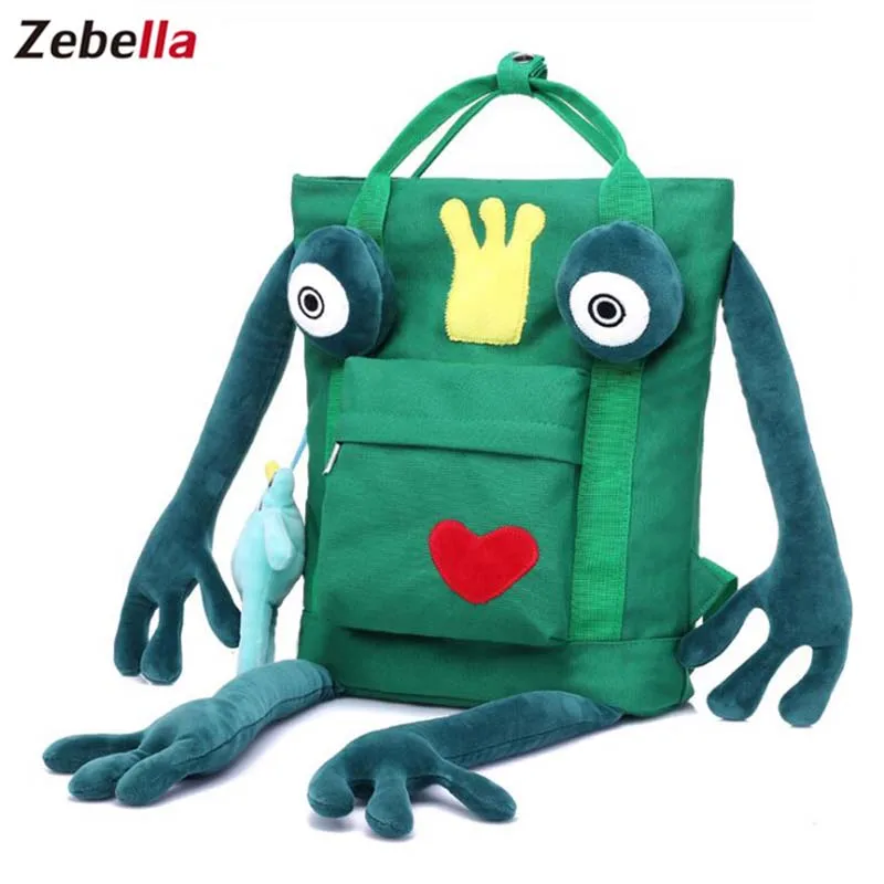 Online Zebella verde mujeres niños mochila pata de rana lindas mochilas escolares impresión niños mochilas niñas viaje bolsos de mano Kanken