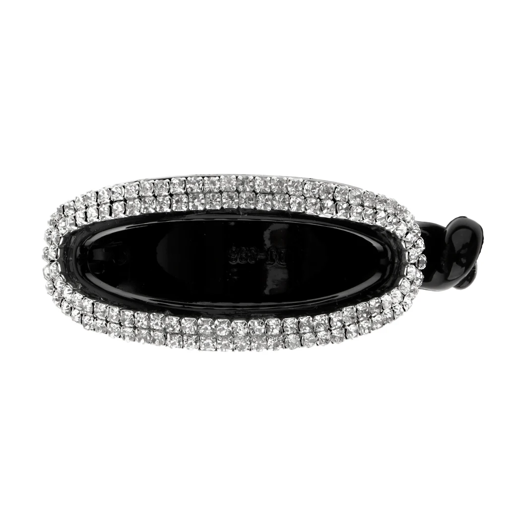 2pcs Women Lady Hollow Rhinestone Hair Banana Clip Ponytail Holder Clamp Crystal Hair Accessories Black Brown