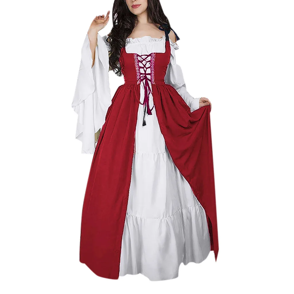 JAYCOSIN женское платье элегантное вечернее длинное квадратный воротник комплект корсет Средневековый Ренессанс винтажное платье комплект из двух предметов