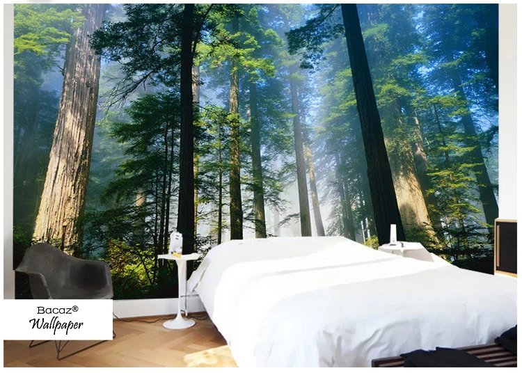5D Papel Murals Forests Wallpaper Nature Fog Trees 3d Wall Photo Mural forest Wall paper for Background Bedroom 3D Wall Murals