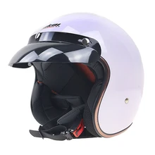 Casco de moto blanco profesional de envío rápido con cara abierta 3/4, casco clásico Retro de motocross de 59 a 60 cm tipo L