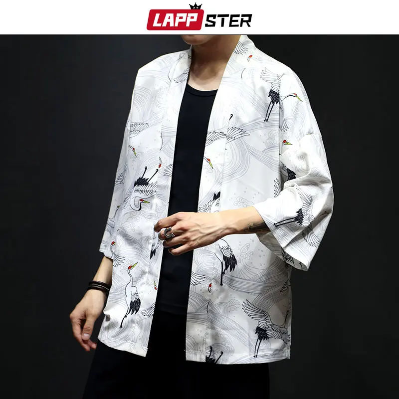 LAPPSTER Men Streetwear Kimono Jacket 2019 Mens Funny Print Colorful Japanese Kimono Coat Male Loose Summer Cardigan Plus Size LAPPSTER Men Streetwear Kimono Jacket 2019 Mens Funny Print Colorful Japanese Kimono Coat Male Loose Summer Cardigan Plus Size