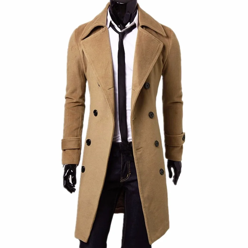 Lisa Colly, новинка, модная мужская осенняя куртка, пальто для мужчин, зимний Повседневный Тренч, пальто, двубортное, мужское серое, черное пальто