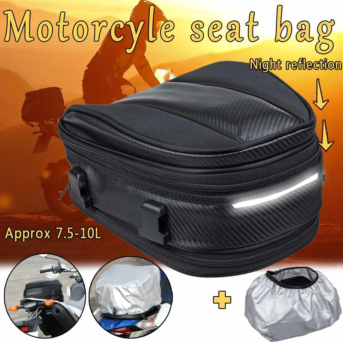 

Oxford Fabric Waterproof Motorcycle Tail Bag Multifunction Motorcycle Rear Seat Bag High Capacity Night reflection for Kawasaki