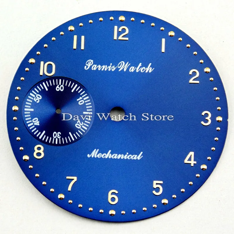 Parnis 38,9 мм синий циферблат подходит для ETA 6497 Чайка st36 механизм часы циферблат