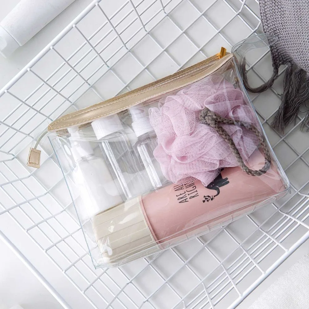 6Pcs Portable Soap Dispenser Set with Toothbrush Case Bath Sponge Travel Packing Shampoo Bottle Container With cosmetic Bag 6Pcs Portable Soap Dispenser Set with Toothbrush Case Bath Sponge Travel Packing Shampoo Bottle Container With cosmetic Bag