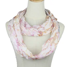 Women Pink Ring Scarf pleated Design flower Infinity Loop scarves snood Neckerchief Echarpe Foulard 2019 spring new