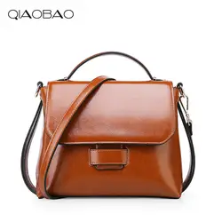 QIAOBAO горячая Распродажа 2019 винтажная милая сумочка 100% из натуральной кожи женские сумки известного бренда сумки через плечо женская