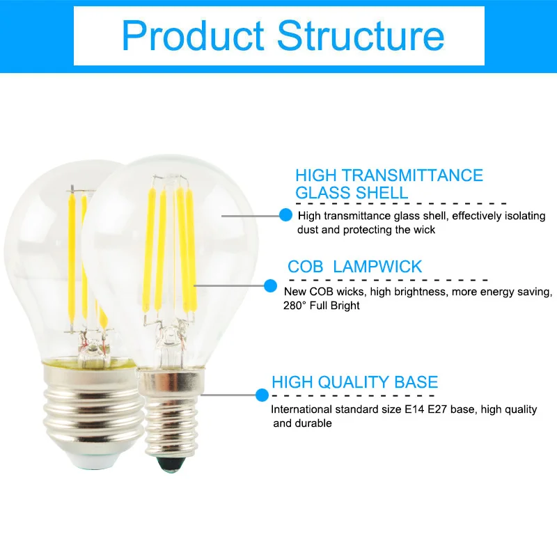 Светодиодная лампа накаливания GreenEye 4 шт./лот E27 E14 G45 AC 220 В 2 Вт 6 Вт|led bulb e27|led bulbbulb e27