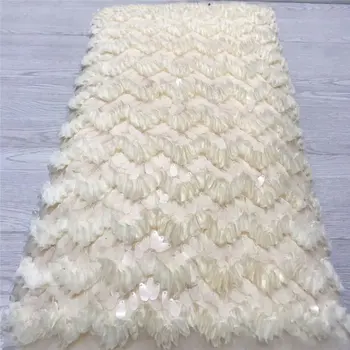 

Pure white 5yards/lot 2018 Wholesales new arrival mesh lace fabric for wedding/party dress,African mesh lace fabric with Sequins
