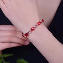 Отличающаяся хорошей устойчивостью натуральный 7*9 мм красный браслет с халцедоном s925 стерлингового серебра огненный ювелирные украшения для женщин вечерние натуральный рубин