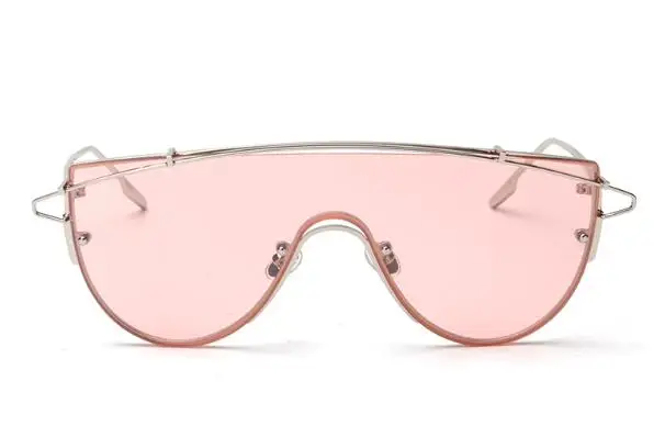 Модный бренд цельная линза солнцезащитные очки женские металлические винтажные негабаритные тонированные солнцезащитные очки зеркальные Мужские Женские Розовые Желтые крутые - Цвет линз: C3 ocean pink