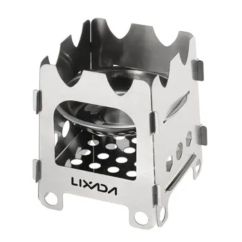 

Lixada Outdoor Portable Camping Wood Stove Lightweight Pocket Alcohol Stove with Alcohol Tray Stainless Steel Folding Stove