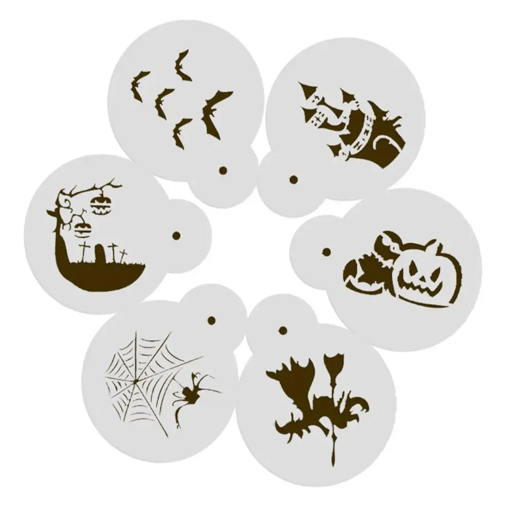 

6Pcs Cake Stencil Bat Spider Web Pumpkin Cake Stencils Spray Mold Bakeware Decorating Tool HOT