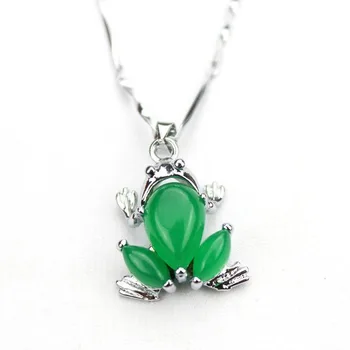 

KYSZDL Chinese AAA Tibet Silver Green stone Frog Malay stone pendant Necklace & Pendants pendent S059