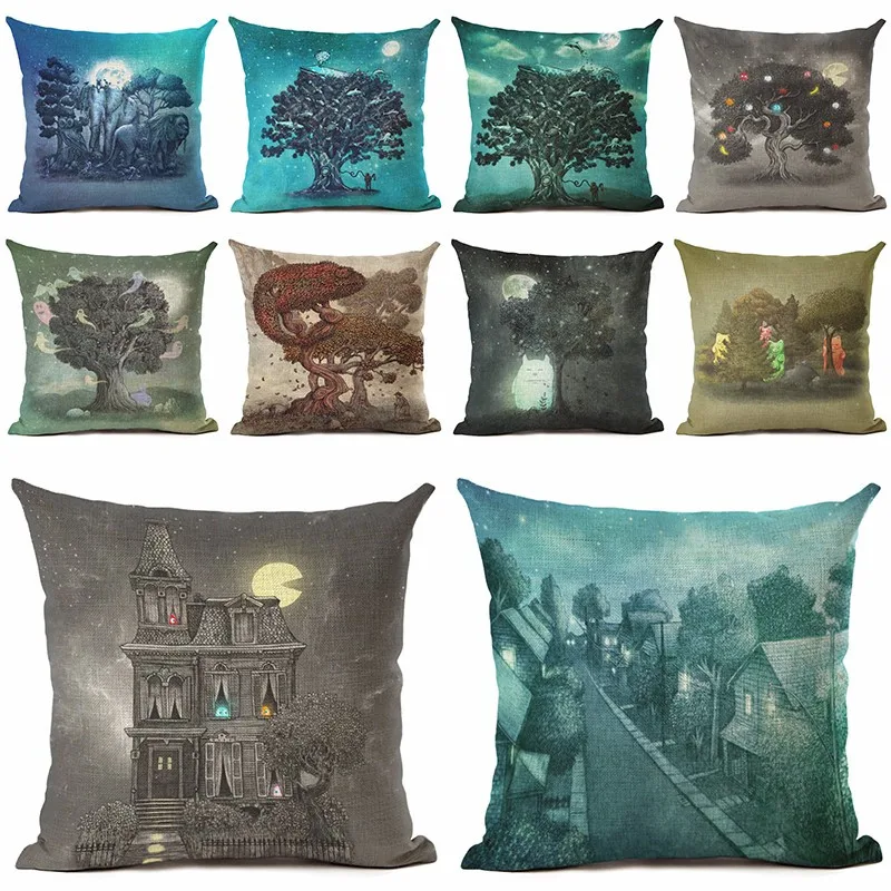 

Colorful Tree Cushion Cover Decorative Sofa Throw Pillow Car Chair Home Decor Pillow Case almofadas