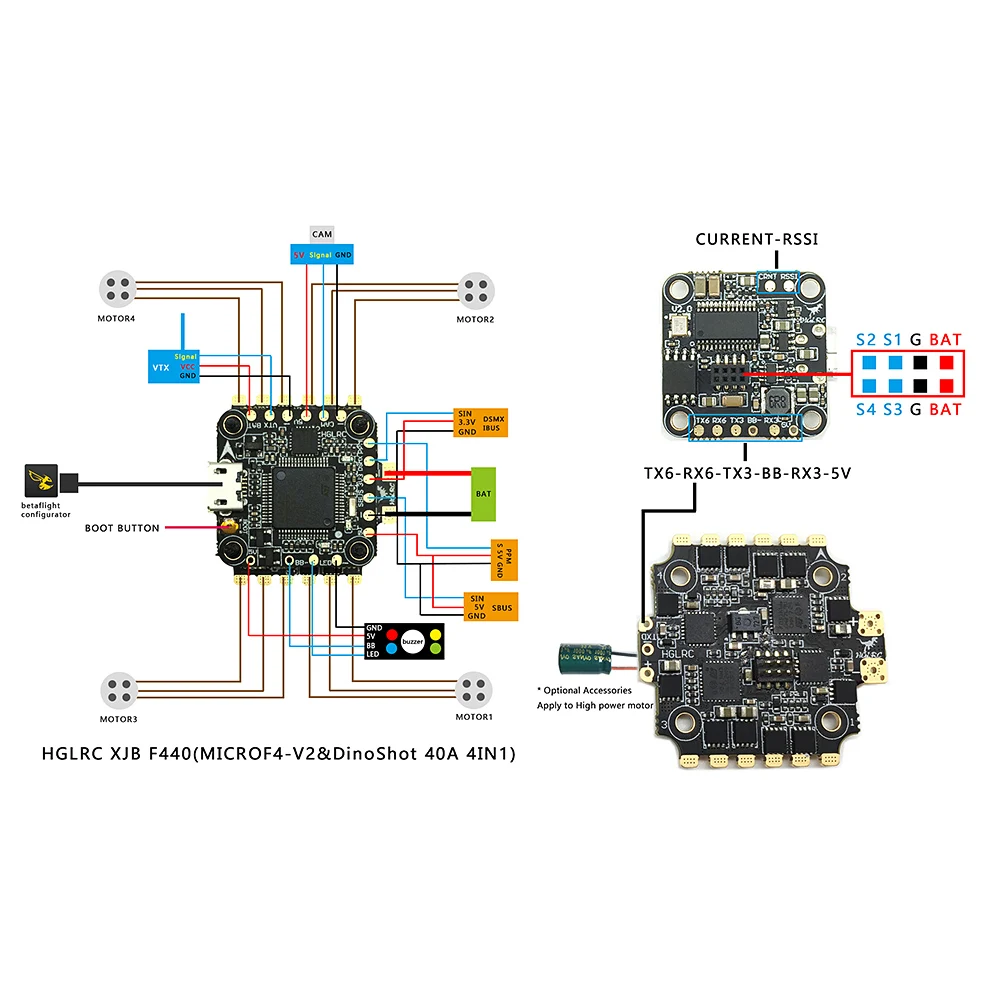 F440 TX20.V2 F4 Дрон Контроллер полета OSD 4в1 40A Blheli_S ESC 5 8G FPV RC передатчик для гоночного