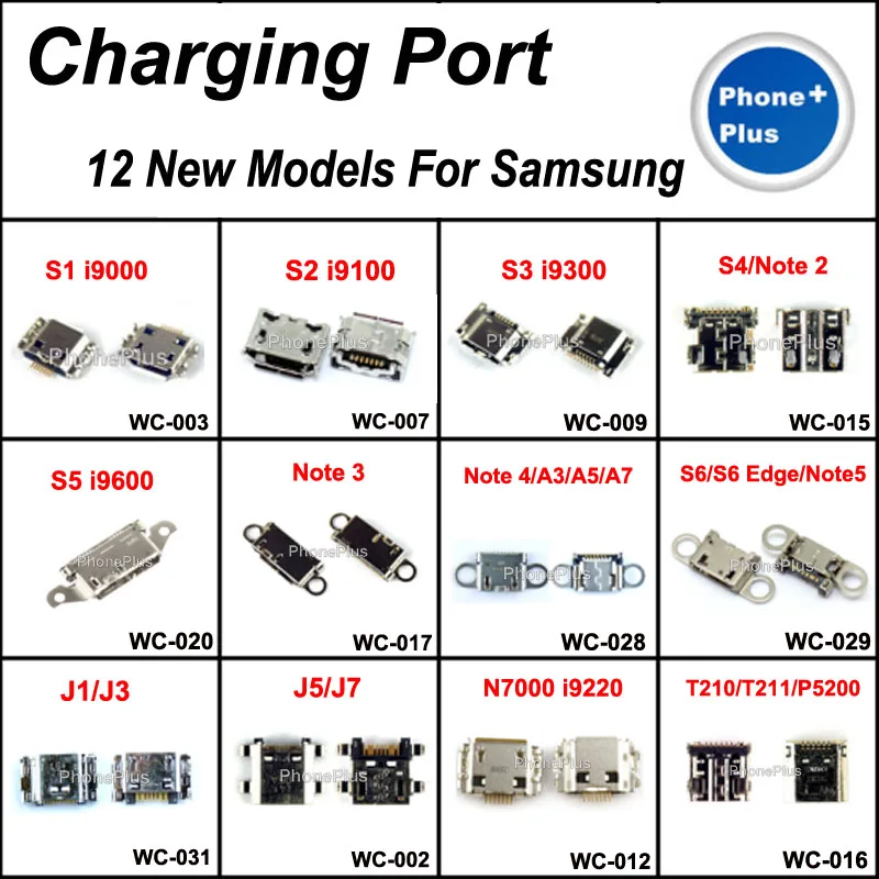 12Model 24PCS USB Charging Port Connector Plug Jack With