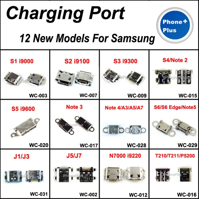 12Model 24PCS USB Charging Port Connector Plug Jack With Gift For