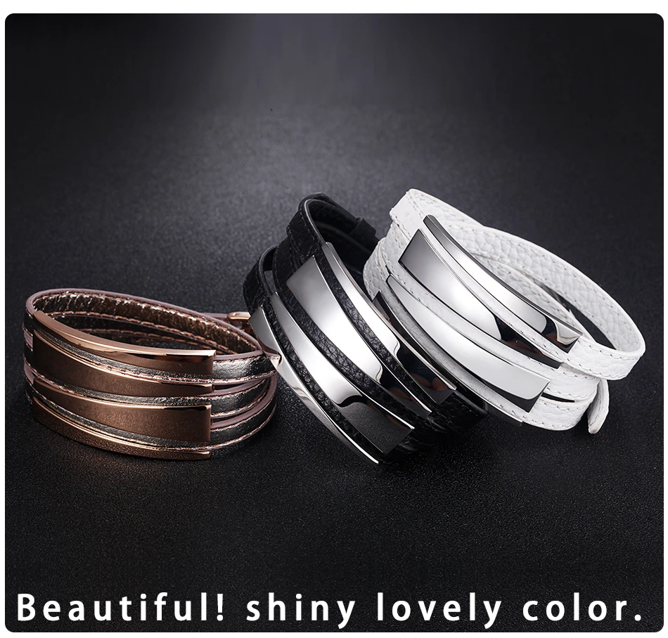 wide leather bracelets (3) pc