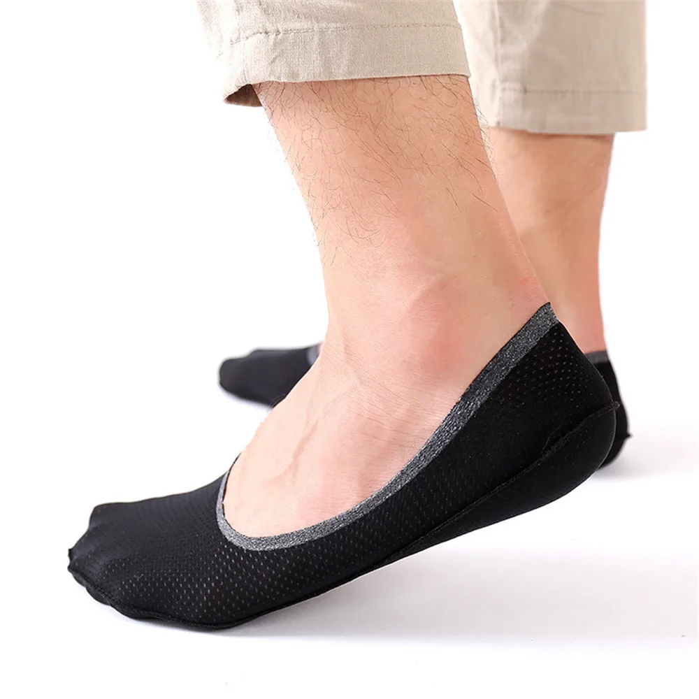 4 Pairs Unisex Invisible Socks Anti Slip Summer Ultra-thin Men Socks Silicone Socks Classic Business Socks Men Shallow Mouth