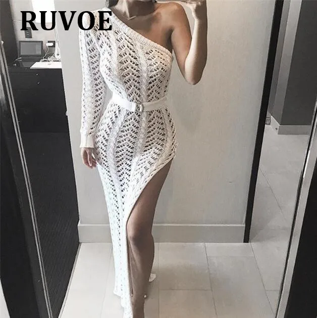 white knit maxi dress