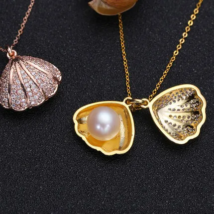 Жемчуг бренда "zhboruini" ожерелье жемчужные ювелирные изделия натуральный пресноводный жемчуг Подвески Морская раковина 925 стерлингового серебра ювелирные изделия для женщин подарок