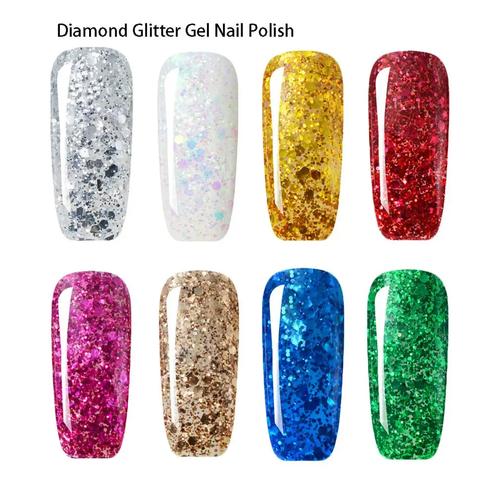 10ml Glitter Gel Polish 1pc Platinum Colors Fingernails Gel Varnishes