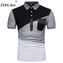 New casual summer polo shirt men's slim Cotton breathable three color patchwork pattern 2018 short sleeve polo Shirt men EU size New casual summer polo shirt men's slim Cotton breathable three color patchwork pattern 2018 short sleeve polo Shirt men EU size