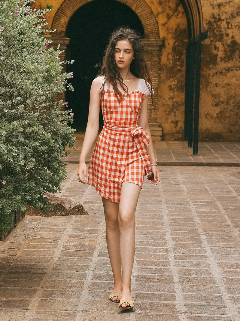 

Blackpink Lisa K-pop Cosplay Casual Slip Dress Plaid Dress GirlCrush Kill this