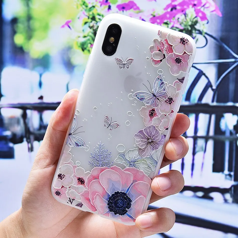 3D Silicone Relief Floral Case For iPhone XS Case For iPhone 2018 XS Plus Soft TPU Flower Matte Case Cover Phone Cases On        (13)