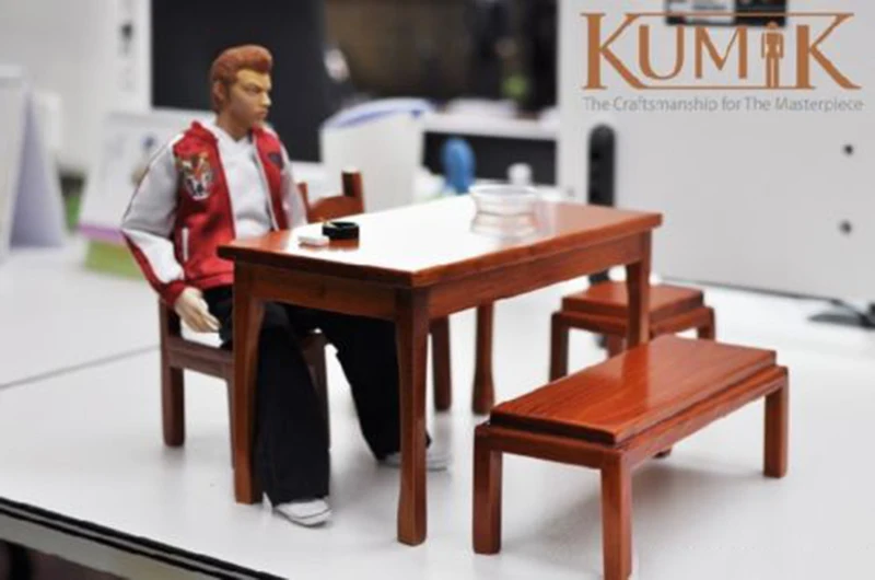 1/6 весы фигурку аксессуар KUMIK AC 17 деревянные стол стул и стулья 1/6th мебель модель