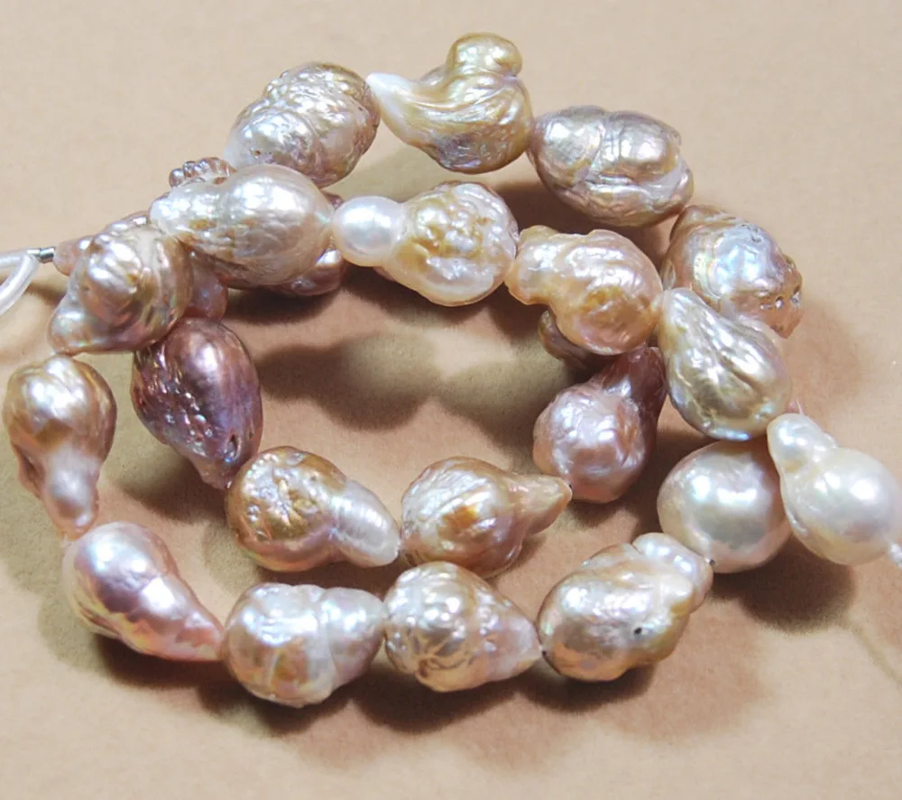 

Charming! Long 11-14mm Natural South Baroque Lavender Akoya Pearl Necklace