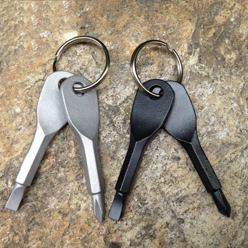 

1 Set Mini EDC Multifunction Stainless Steel Screwdriver Key Shape Slotted Screwdrivers Keychain Pocket Repair Tool