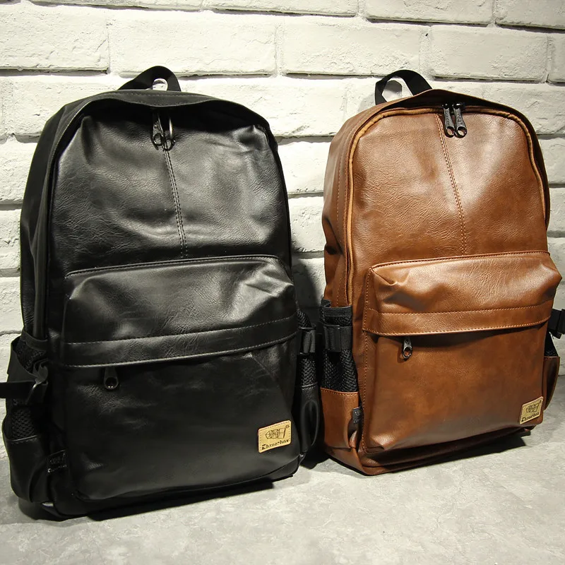 Japanese Retro Leather Backpack backpack zipper bag male student